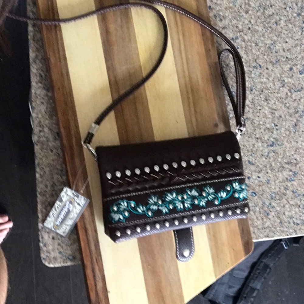 Brown vegetarian leather purse
